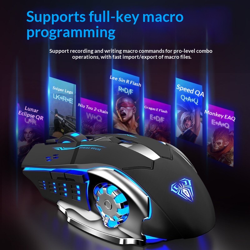 Wolf Spider S20 Metal Gaming Weighted Mouse USB Wired Desktop Laptop Computer Competitive PUBG CFLOL Luminous_voghion.com