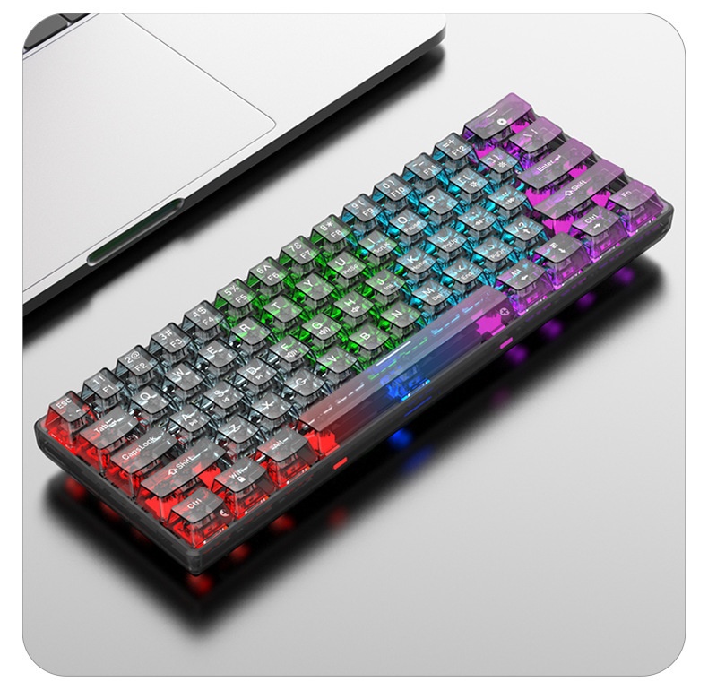 Mechanical Gaming Keyboard Wired Hot Swappable Transparent Keys_voghion.com