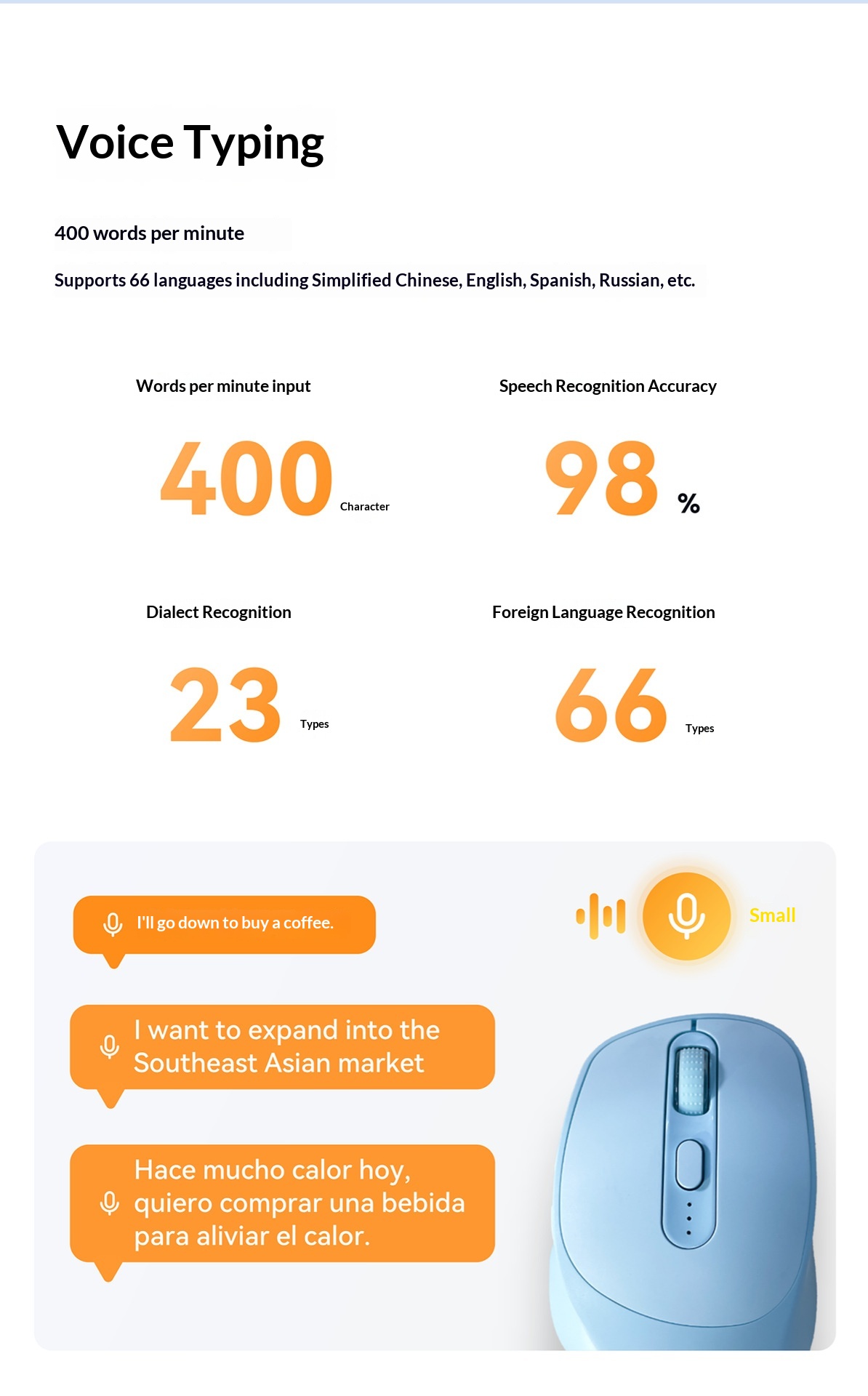 AI Intelligent Voice Bluetooth Wireless Mouse Deepseek For Writing, Form Generation, Smart PPT Creation, Rechargeable_voghion.com