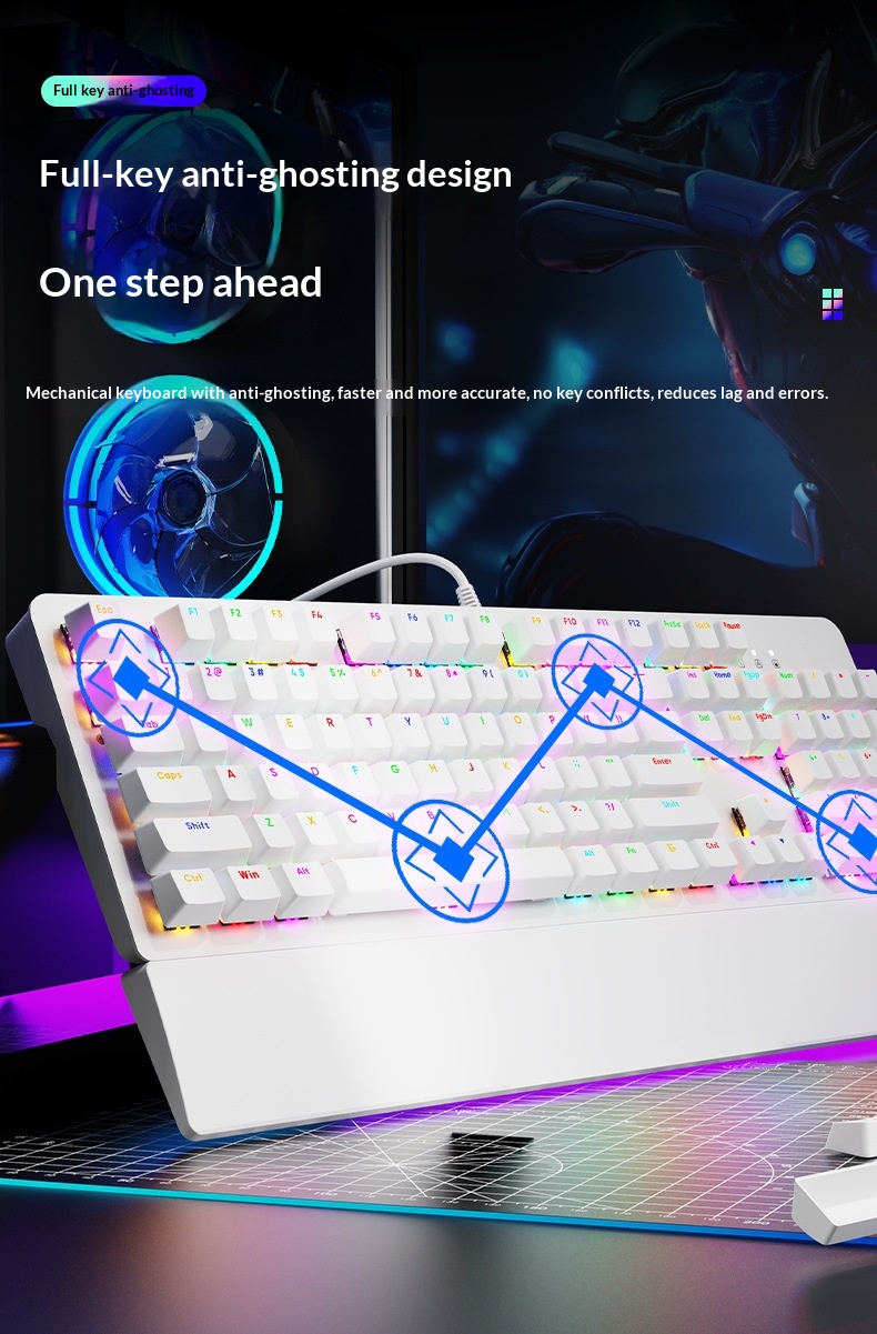 SOREX AK104 Blue Tea Switch Gaming Computer Wired Office RGB Backlit Mechanical Keyboard_voghion.com