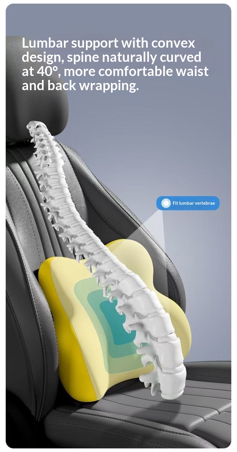Conjunto de encosto de cabeça, almofada lombar, suporte lombar, espuma viscoelástica, travesseiro de pescoço de alta qualidade para carro_voghion.com