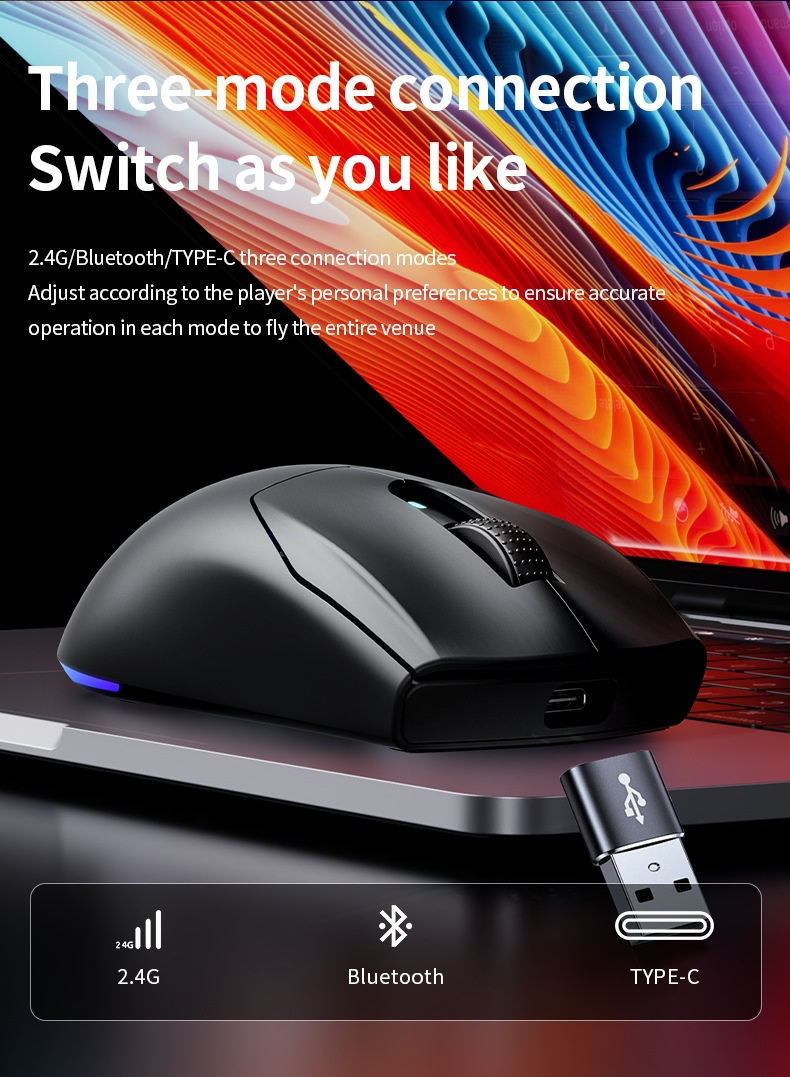 SOREX X2 Wireless Tri-Mode Mouse Bluetooth Wired RGB Gaming Office Desktop Laptop_voghion.com