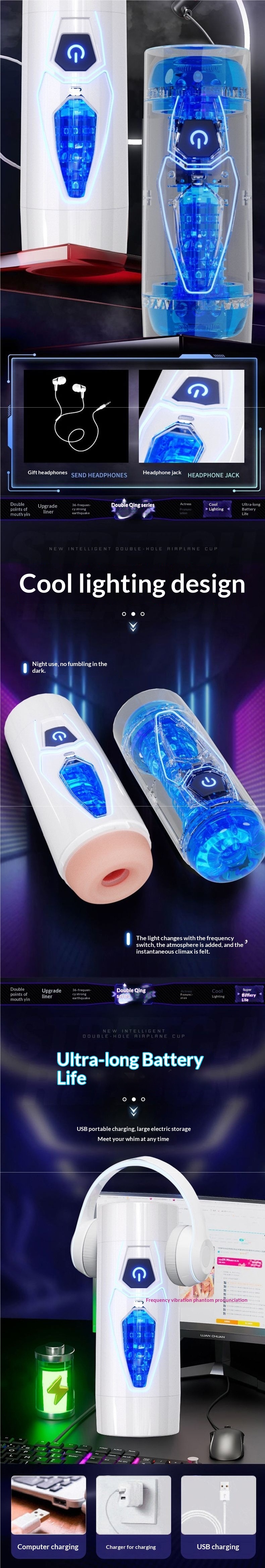 Dual-hole Fully Automatic Telescopic Airplane Cup Toy, Hands-free, Intelligent, Multifunctional, Heated, Interactive_voghion.com