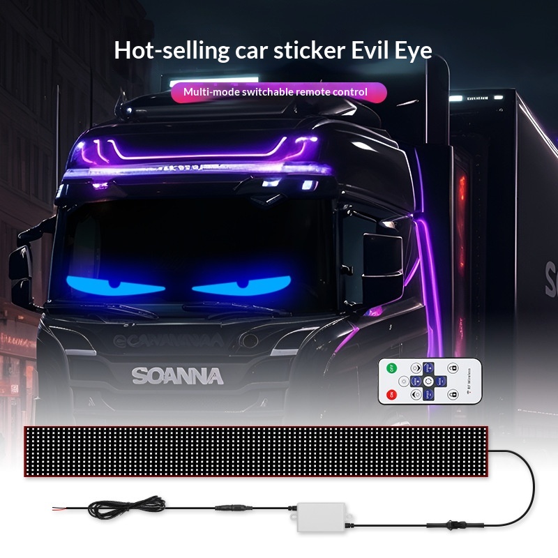 Schermo flessibile a LED "Occhio di Demone" per interni auto, camion e finestrini, luce decorativa personalizzabile, 12/24V, universale._voghion.com