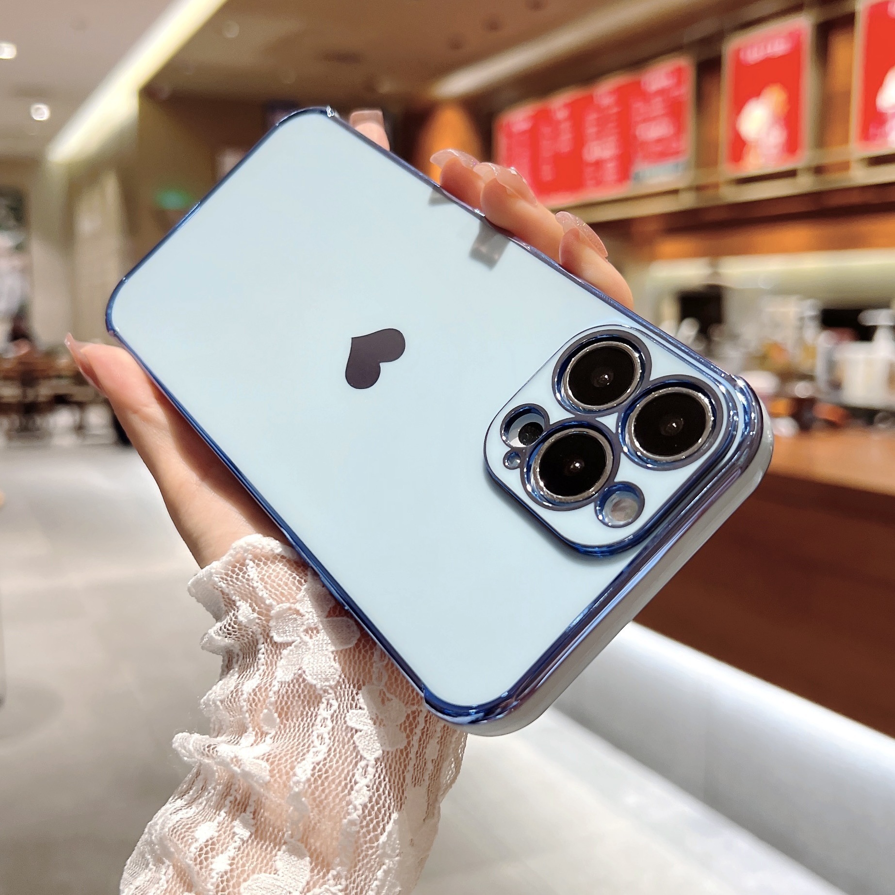 Suitable For 17/8PLUS Electroplated Side Heart-shaped IPhone16E/13PRO Phone Case XR Protective Soft Cover_voghion.com