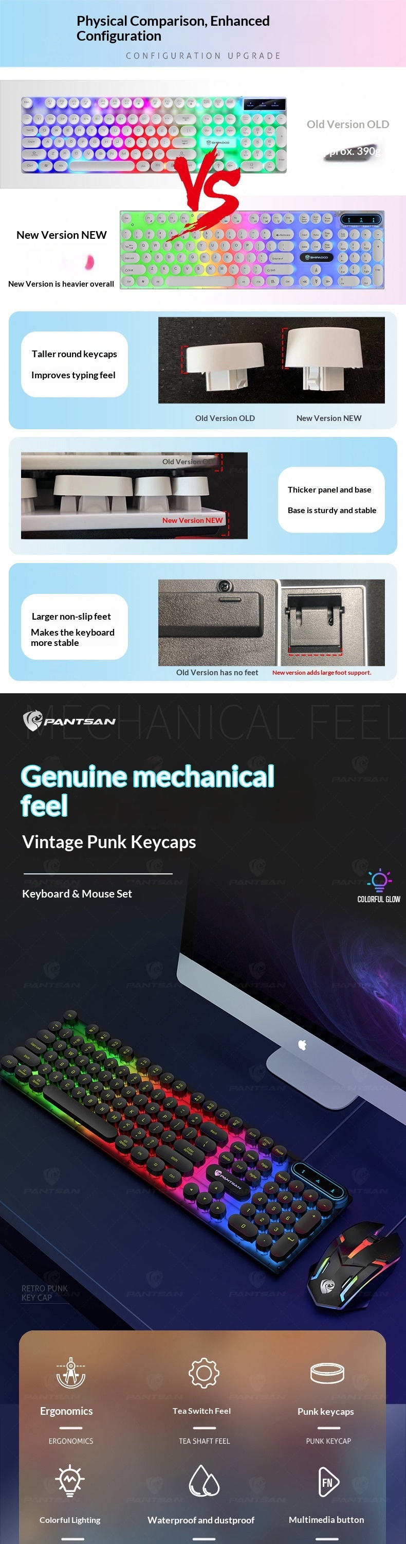 Pansen PT100 Wired Keyboard Set Gaming Office Desktop Laptop E-sports Key Mouse_voghion.com