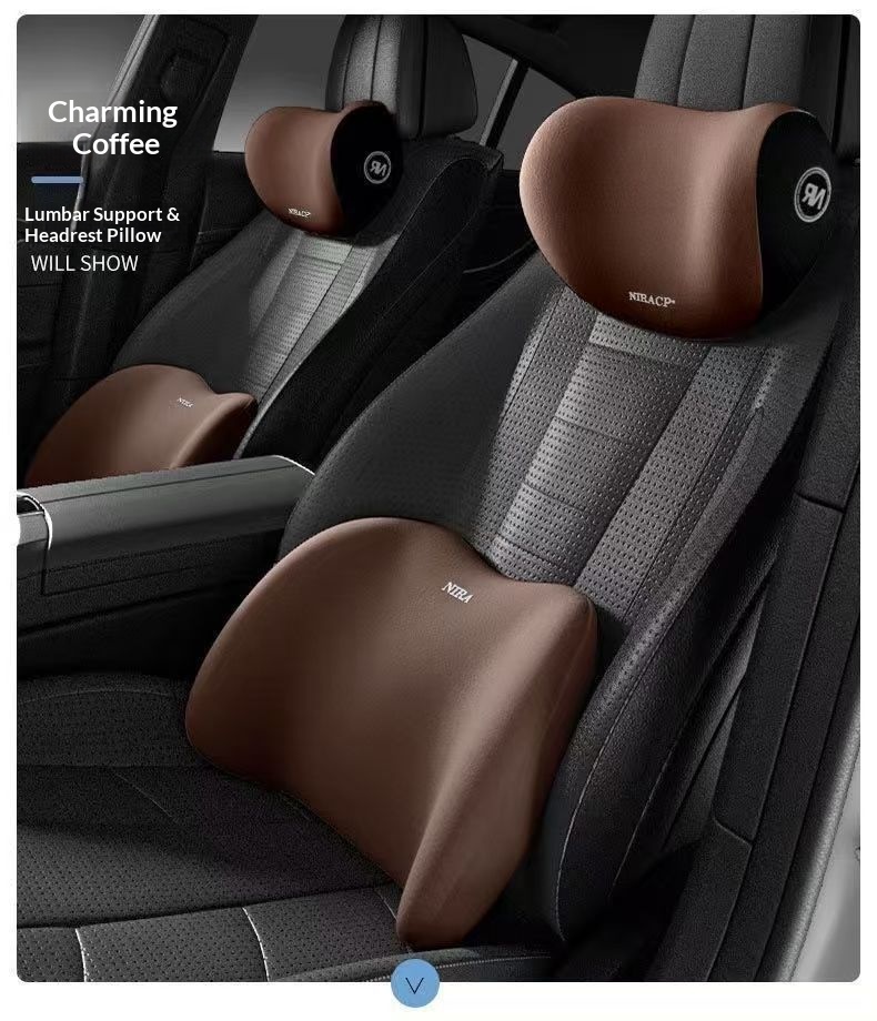 Cuscino poggiatesta per auto, protezione del collo, schienale con memory foam, supporto lombare, set di cuscini_voghion.com