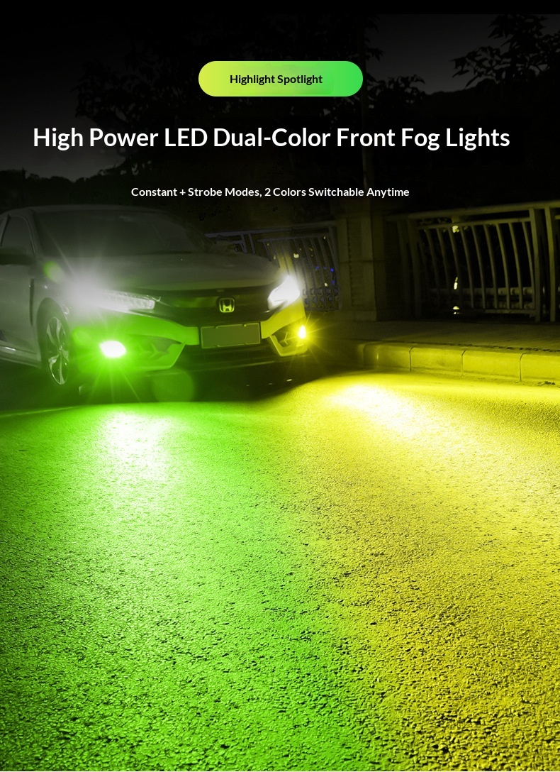 Fendinebbia led bicolore per auto con design integrato_voghion.com