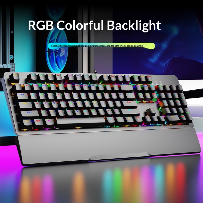 SOREX AK104 Blue Tea Switch Gaming Computer Wired Office RGB Backlit Mechanical Keyboard_voghion.com