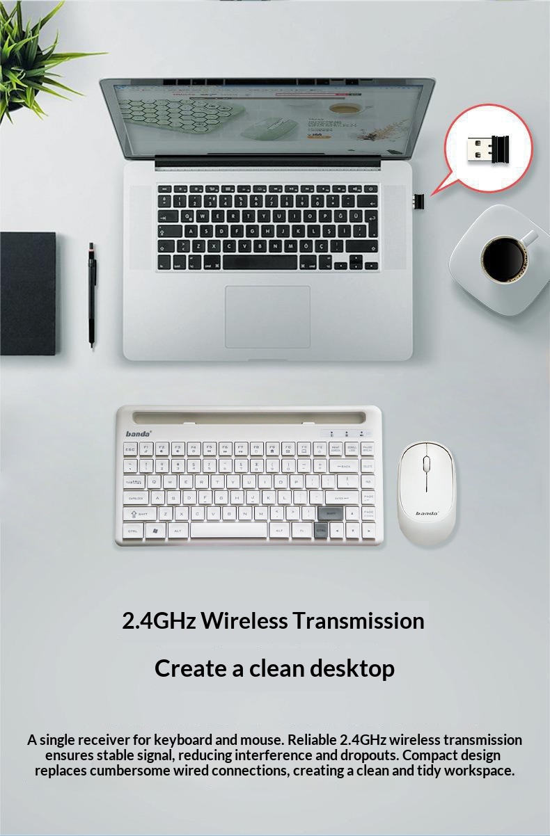 Banda Wireless Set Laptop External Chocolate Keys Power-saving Home Office Keyboard Mouse_voghion.com