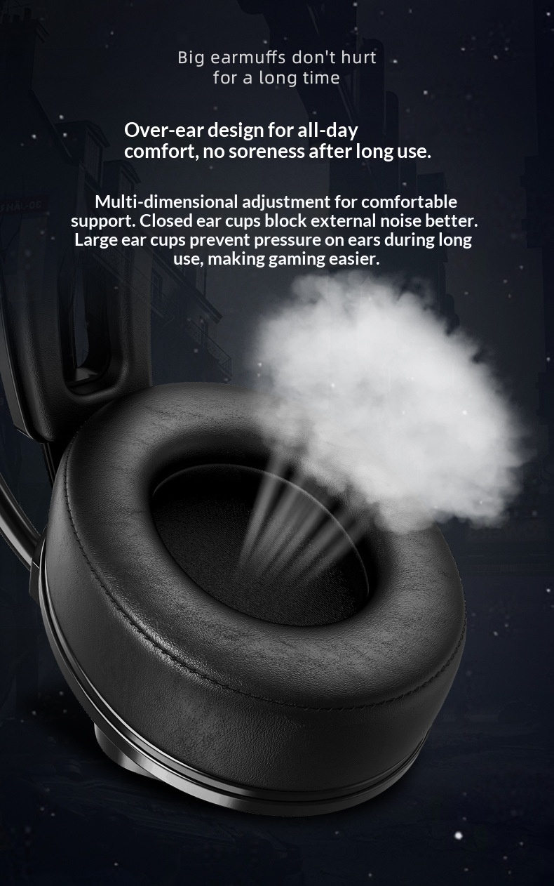 MoDi G200 Computer Over-ear Wired Headset With Microphone, 7.1-channel USB Gaming Headset, Specifically For Internet_voghion.com