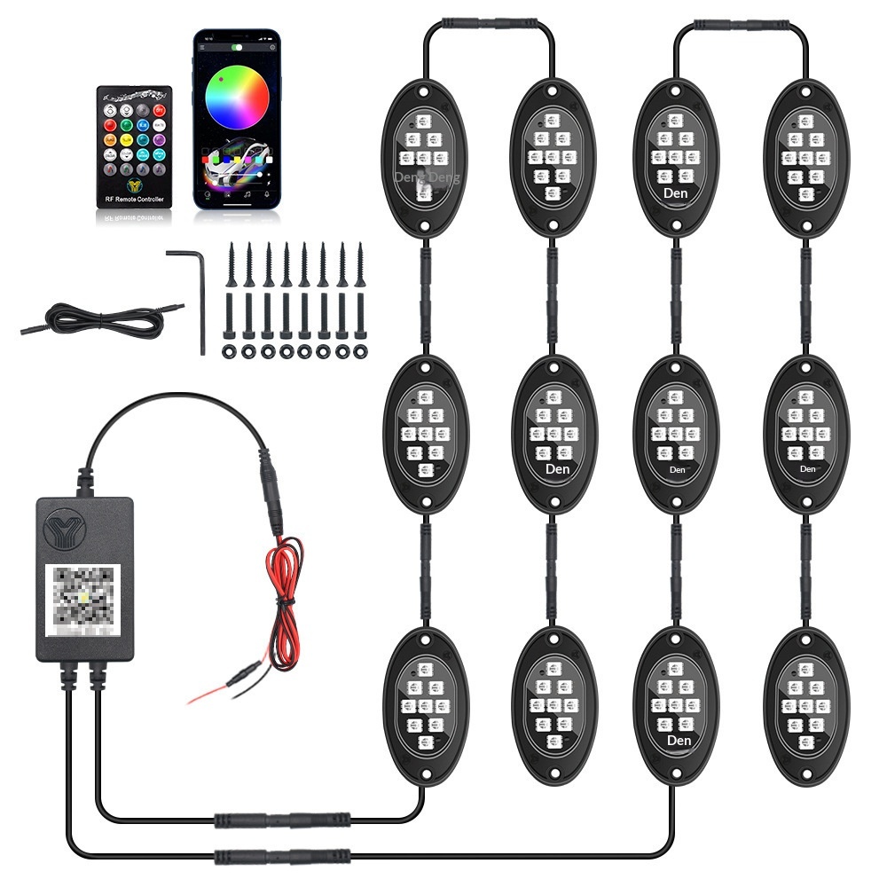 Cross-border Popular Car LED Bluetooth APP Wireless Control Ambient , Off-road Pickup Truck Underbody Modification_voghion.com