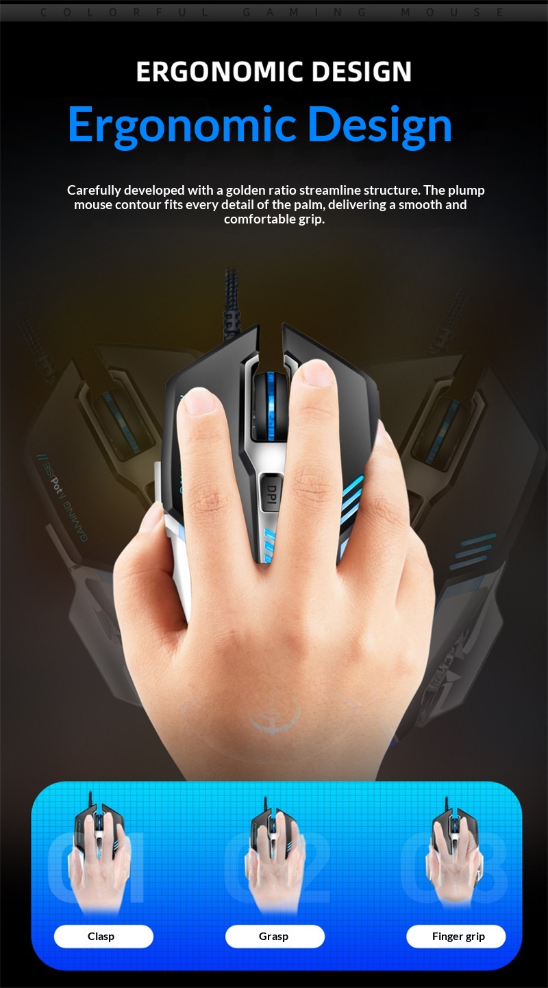 Juggernaut Clan Kleurrijke Gloeiende Bedrade Computer Peace Elite LOL PUBG Game Competitieve USB-muis_voghion.com