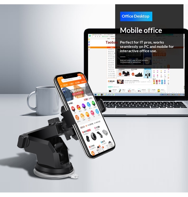 Supporto universale multifunzionale per telefono con ventosa telescopica per auto, da fissare alla bocchetta dell'aria._voghion.com