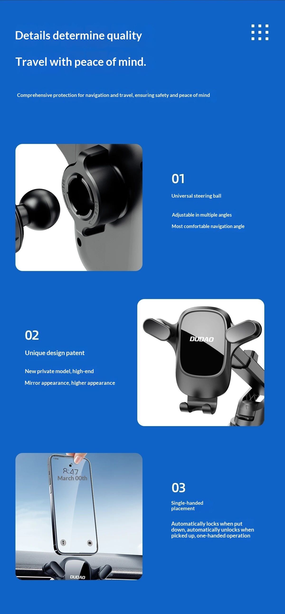 Supporto per telefono con ventosa F5Pro+ unico, da fissare alla bocchetta dell'aria, al cruscotto, al navigatore e all'auto._voghion.com