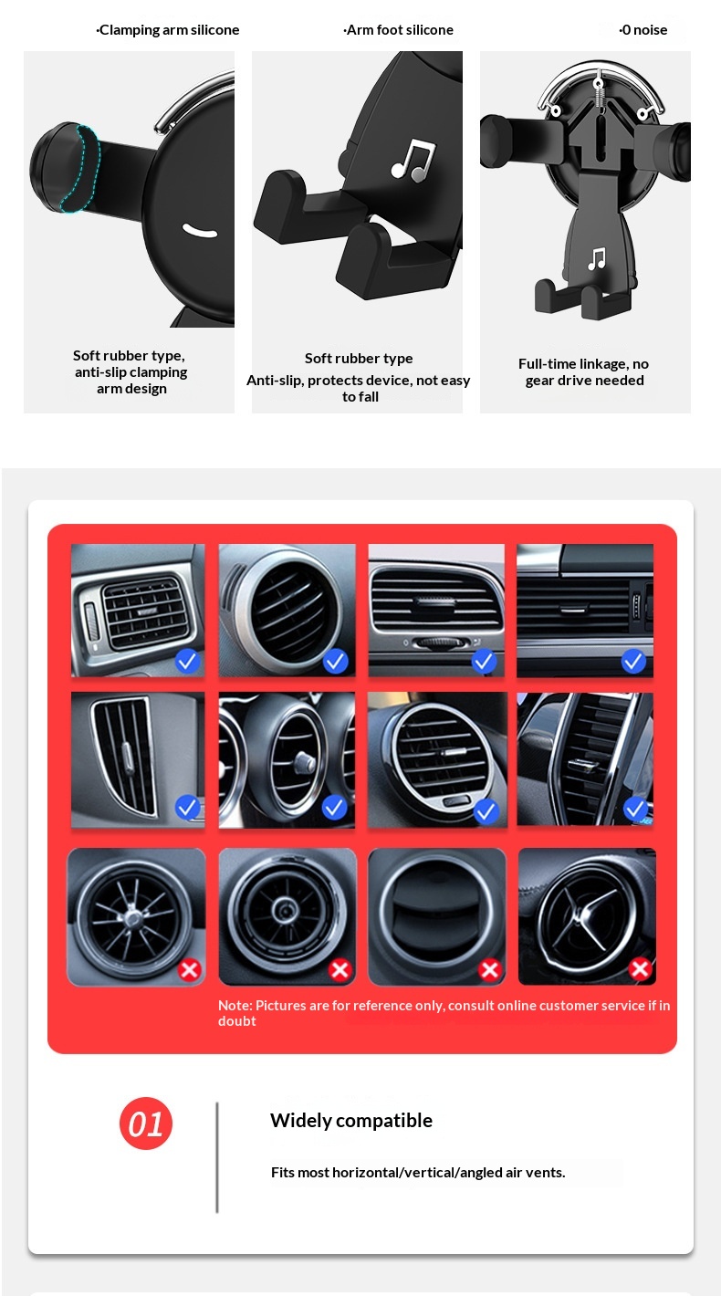 Dropshipping all'ingrosso di accessori creativi Supporto per navigatore a gravità per bocchetta dell'aria Supporto multifunzionale per telefono da auto_voghion.com