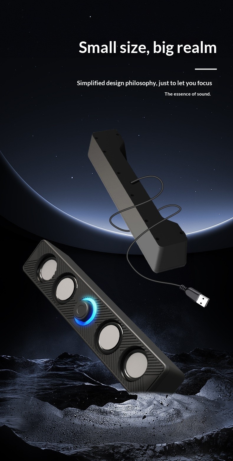 Leerfly E-1136 Computer Long Strip Speaker Laptop Home Desktop Mini USB Subwoofer_voghion.com