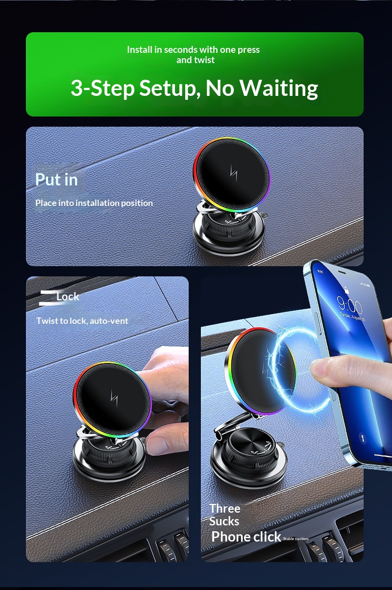 New Vacuum Adsorption Phone Wireless Charging Car Magnetic Holder_voghion.com