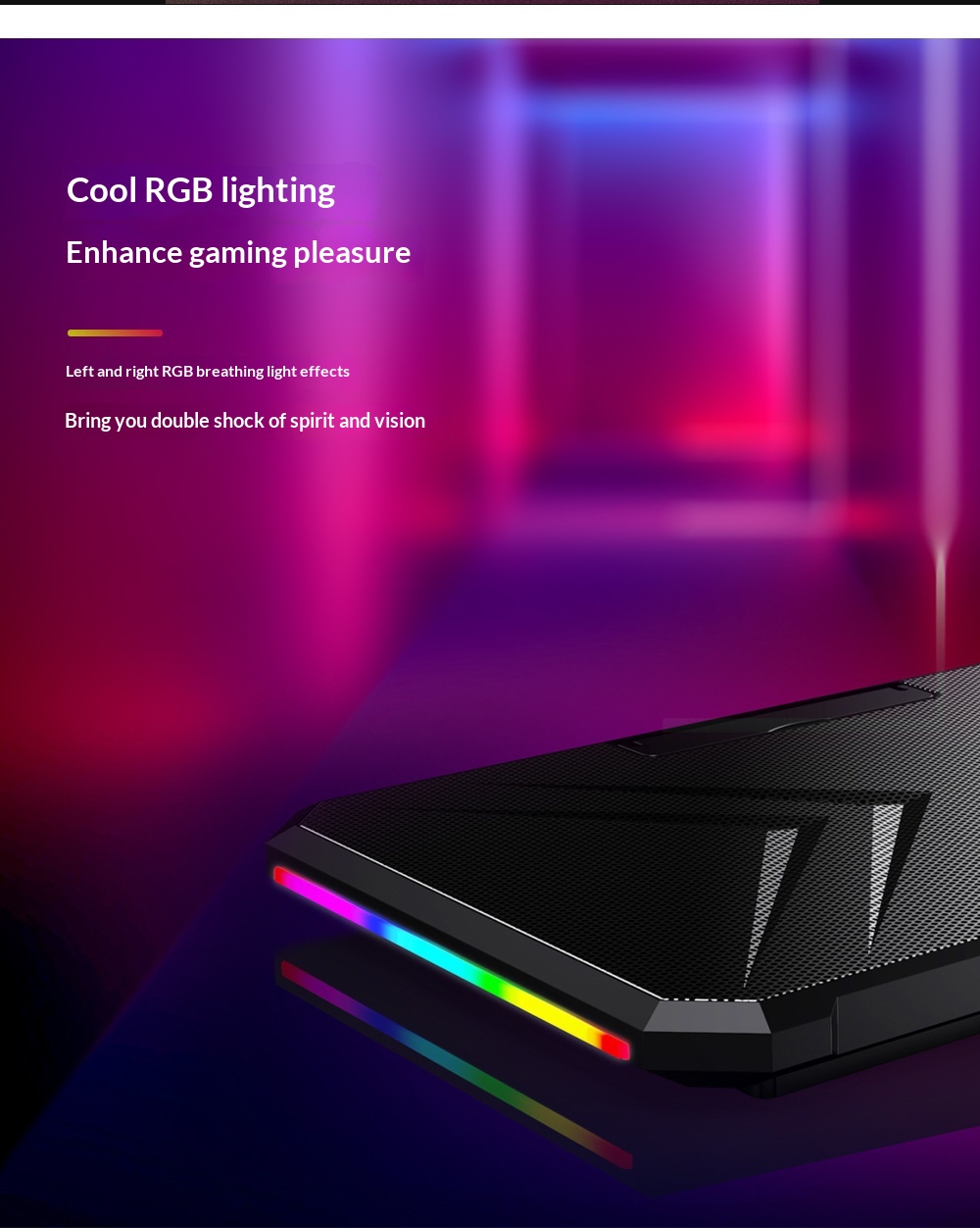 Cross-border RGB Cooler, Portable Computer Base, Large Fan Laptop Cooling Stand_voghion.com