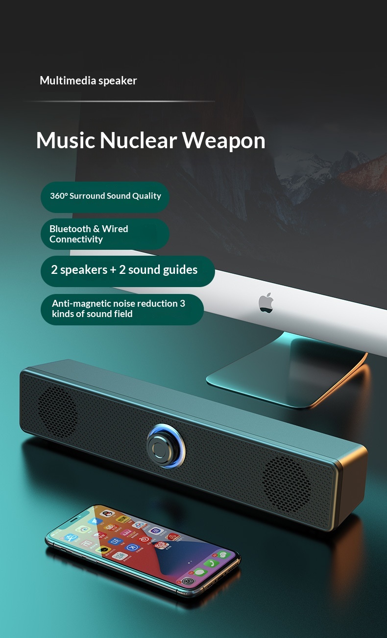 Cross-border E-350TS Long Strip Small Computer Desktop Laptop Home Speaker Wired Subwoofer_voghion.com