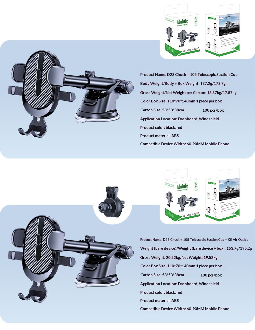 New Automatic Locking Air Vent Phone Holder, Retractable Suction Cup Car Mount_voghion.com