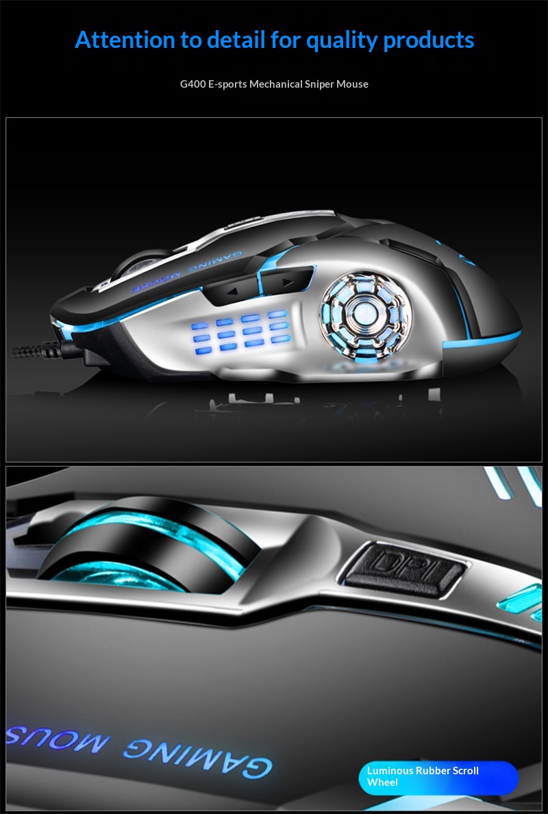 Juggernaut Clan Kleurrijke Gloeiende Bedrade Computer Peace Elite LOL PUBG Game Competitieve USB-muis_voghion.com