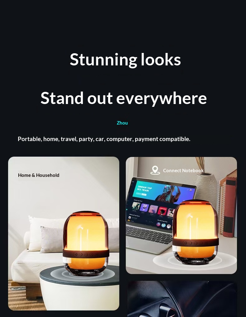 Draadloze, creatieve, transparante, glazen Bluetooth-autoluidspreker met hoog volume, kleurrijk, klein cadeau_voghion.com