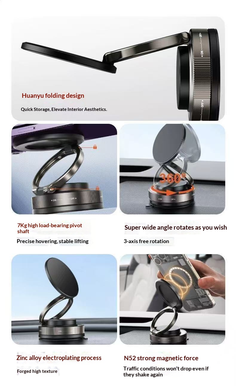 Vacuum Adsorption Magnetic Car Mount Navigation Phone Holder_voghion.com