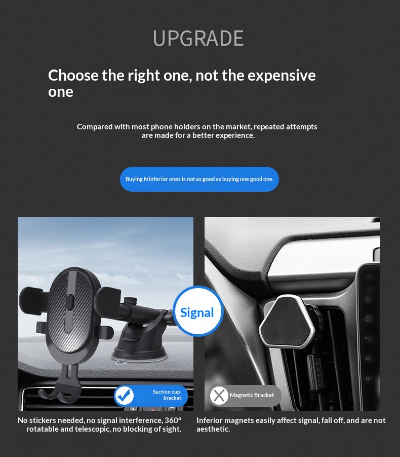 New Automatic Locking Air Vent Phone Holder, Retractable Suction Cup Car Mount_voghion.com