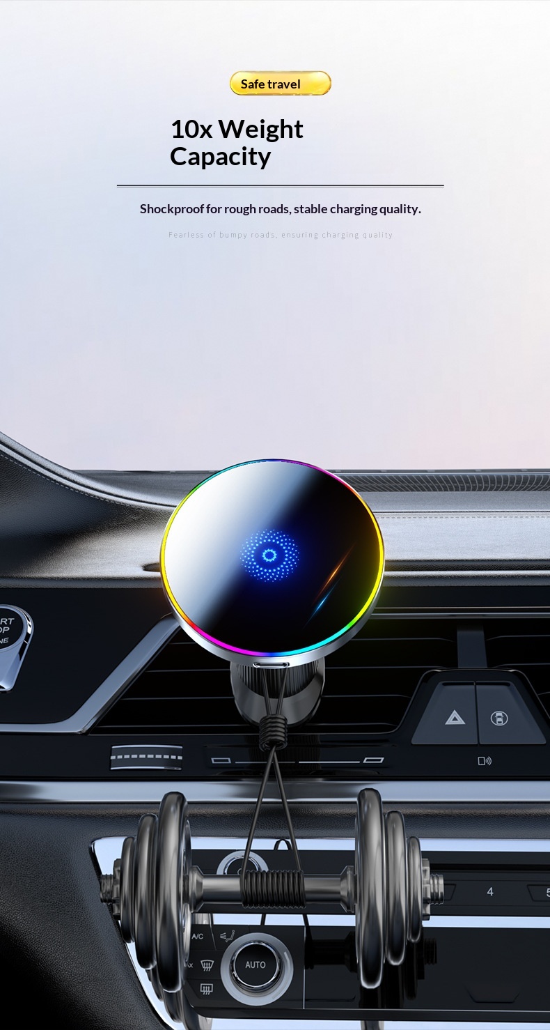 Supporto magnetico per auto con caricabatterie wireless e luce_voghion.com