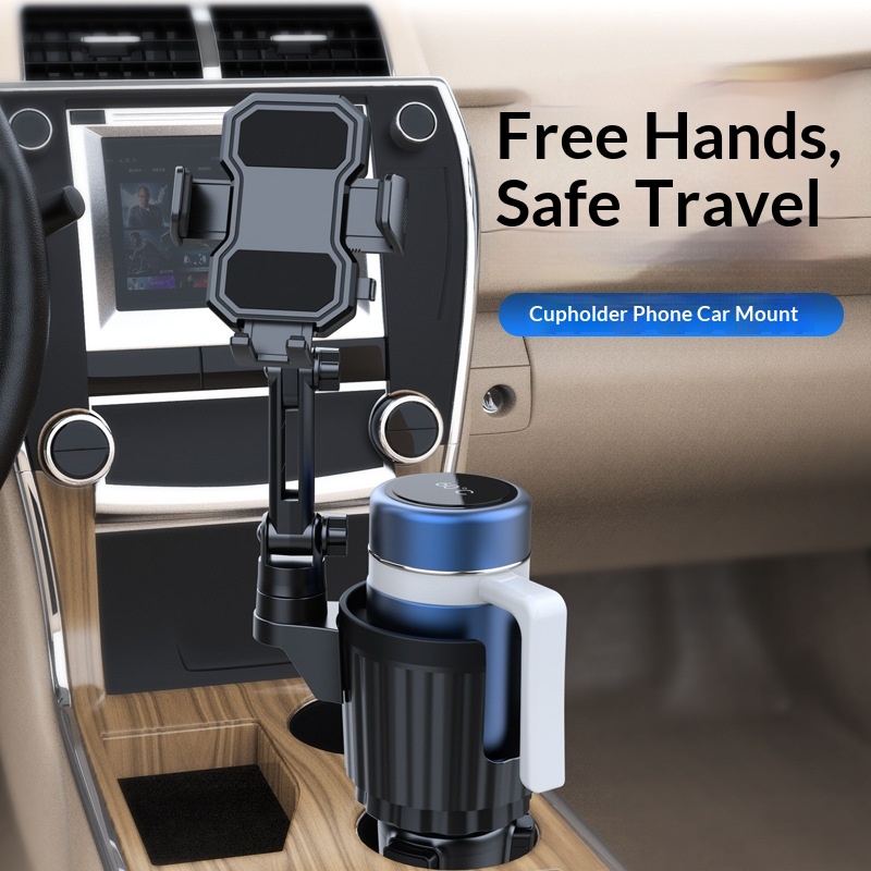 Autohalterung mit Handyhalterung, Mittelkonsolen-Wasserbecherhalter, multifunktionaler, faltbarer Arm-Navigationsständer (2-in-1)_voghion.com