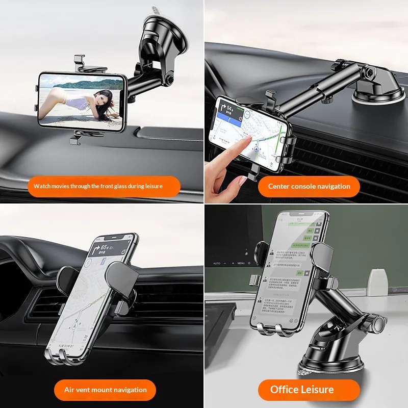 New Automatic Locking Air Vent Phone Holder, Retractable Suction Cup Car Mount_voghion.com