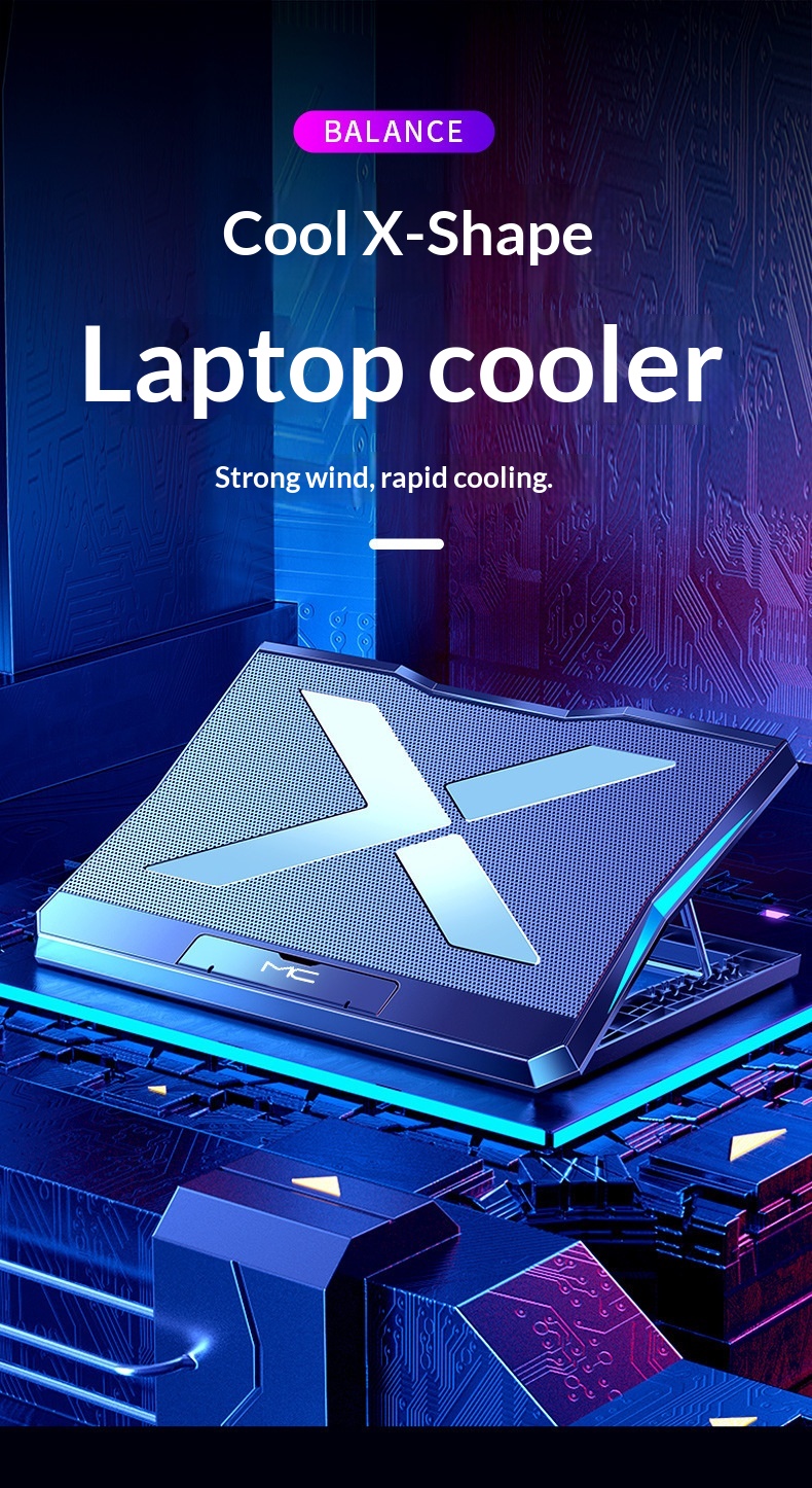 Cross-border Six-fan Laptop Cooler With Adjustable Speed, Silent Cooling Stand For Notebook Computers_voghion.com