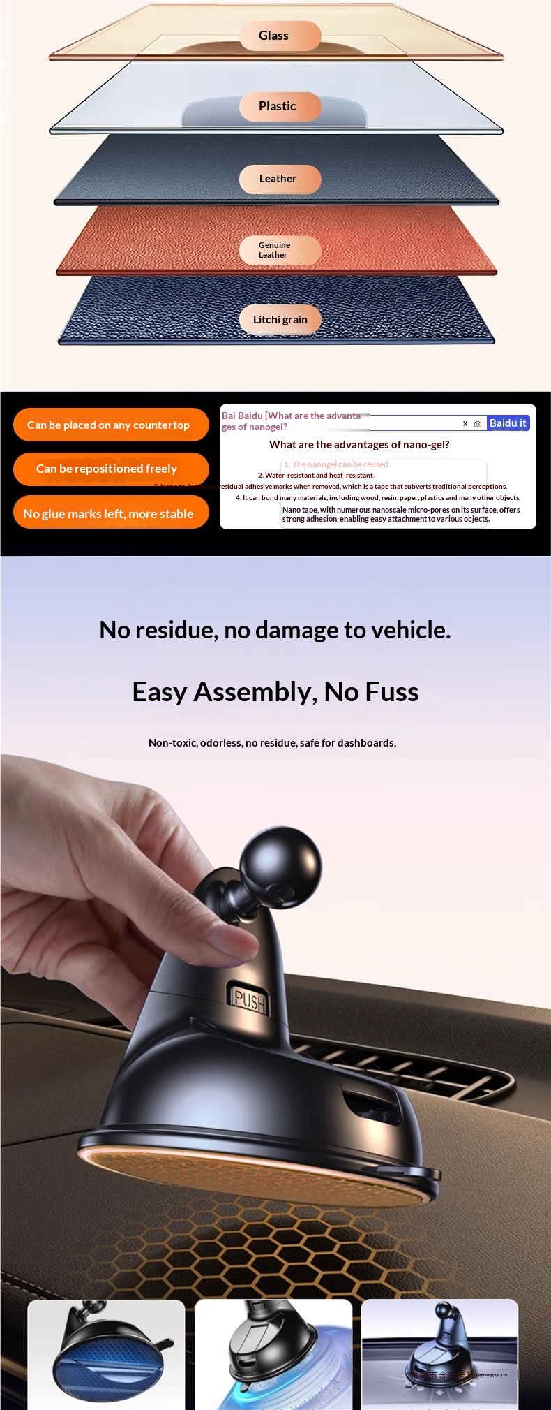 Phone Holder 2025 New Suction Cup Type Universal Navigation Fixed Support Stand For Car Dashboard_voghion.com