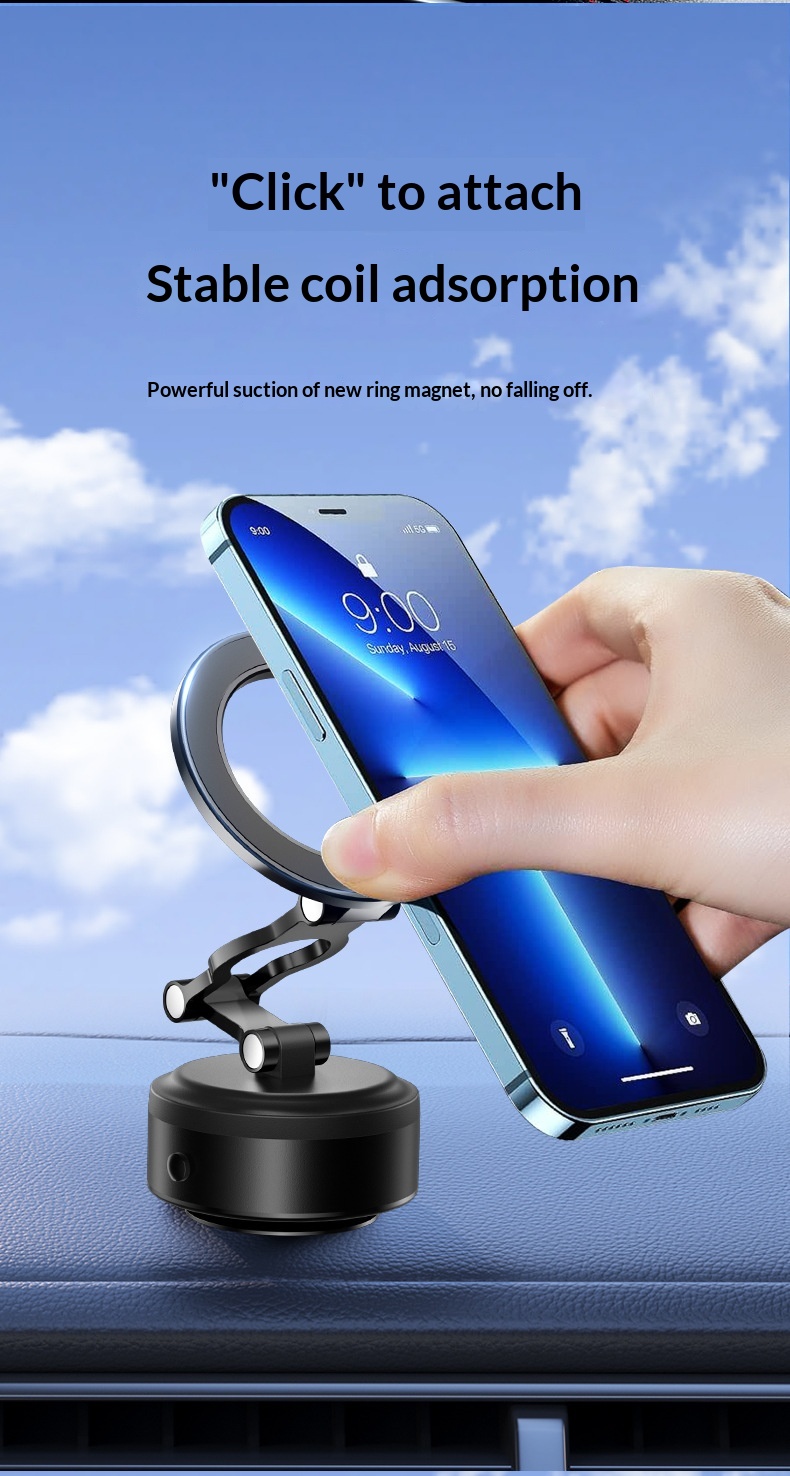 Cross-border Phone Holder 360°Rotating Car Center Console Navigation Electric Magnetic Suction Bracket_voghion.com