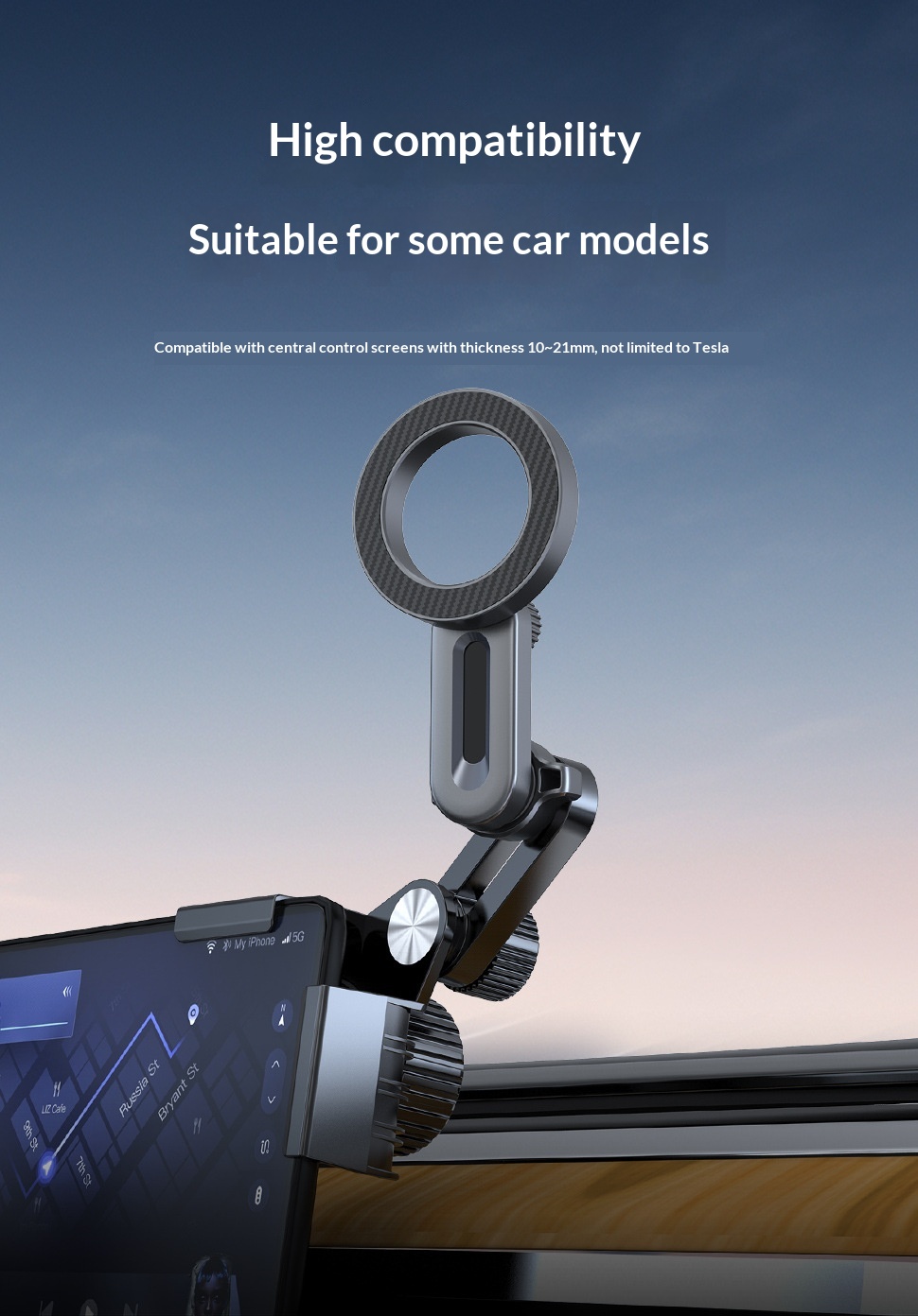 Zentraler Bedienbildschirmständer, faltbare Navigations-Handyhalterung, fahrzeugmontierter, grenzüberschreitender Tesla-Lüftungsschlitzständer_voghion.com