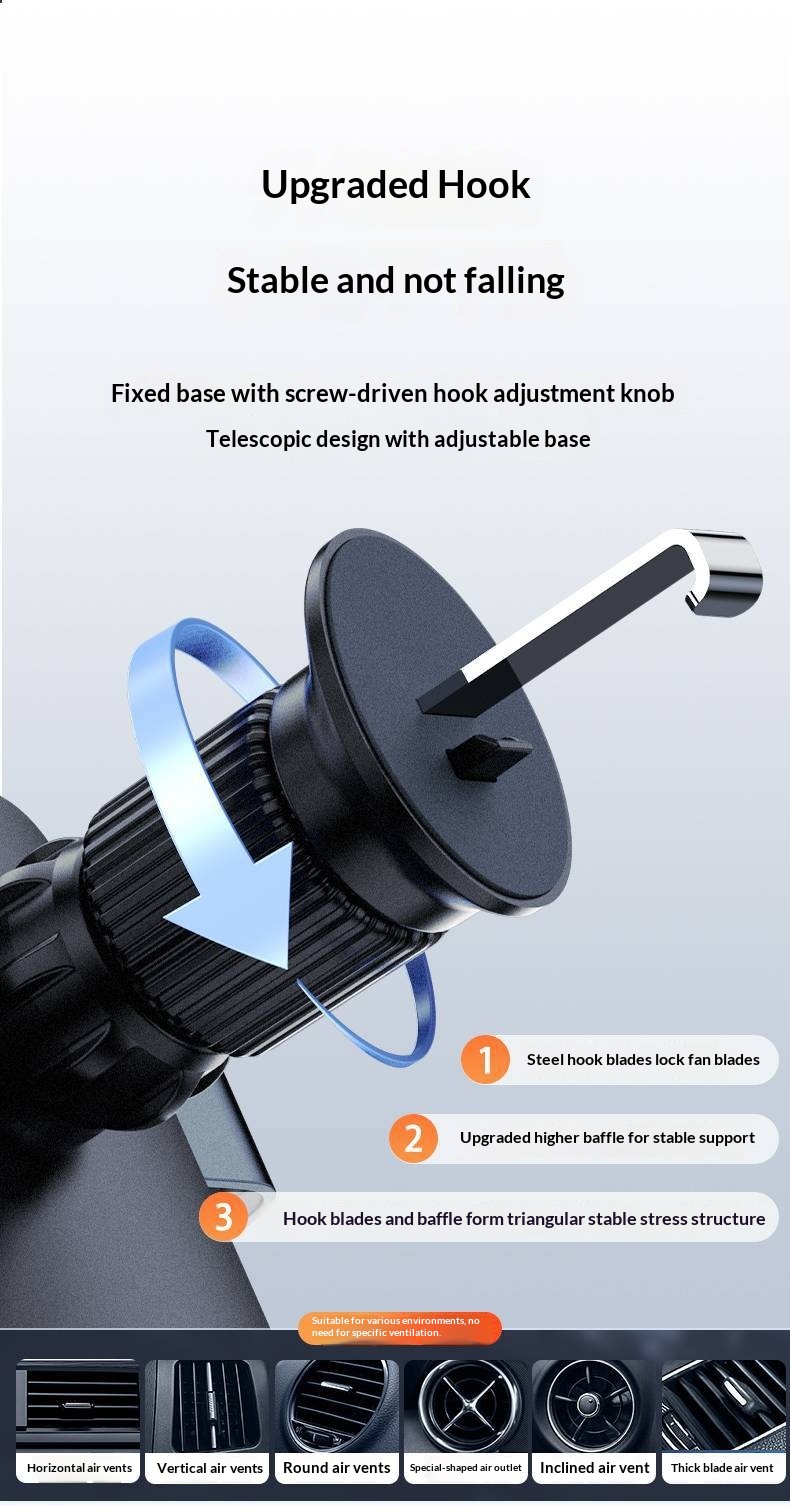 Supporto per telefono Pisen da auto con sensore di gravità, fissaggio fisso universale per bocchetta dell'aria_voghion.com