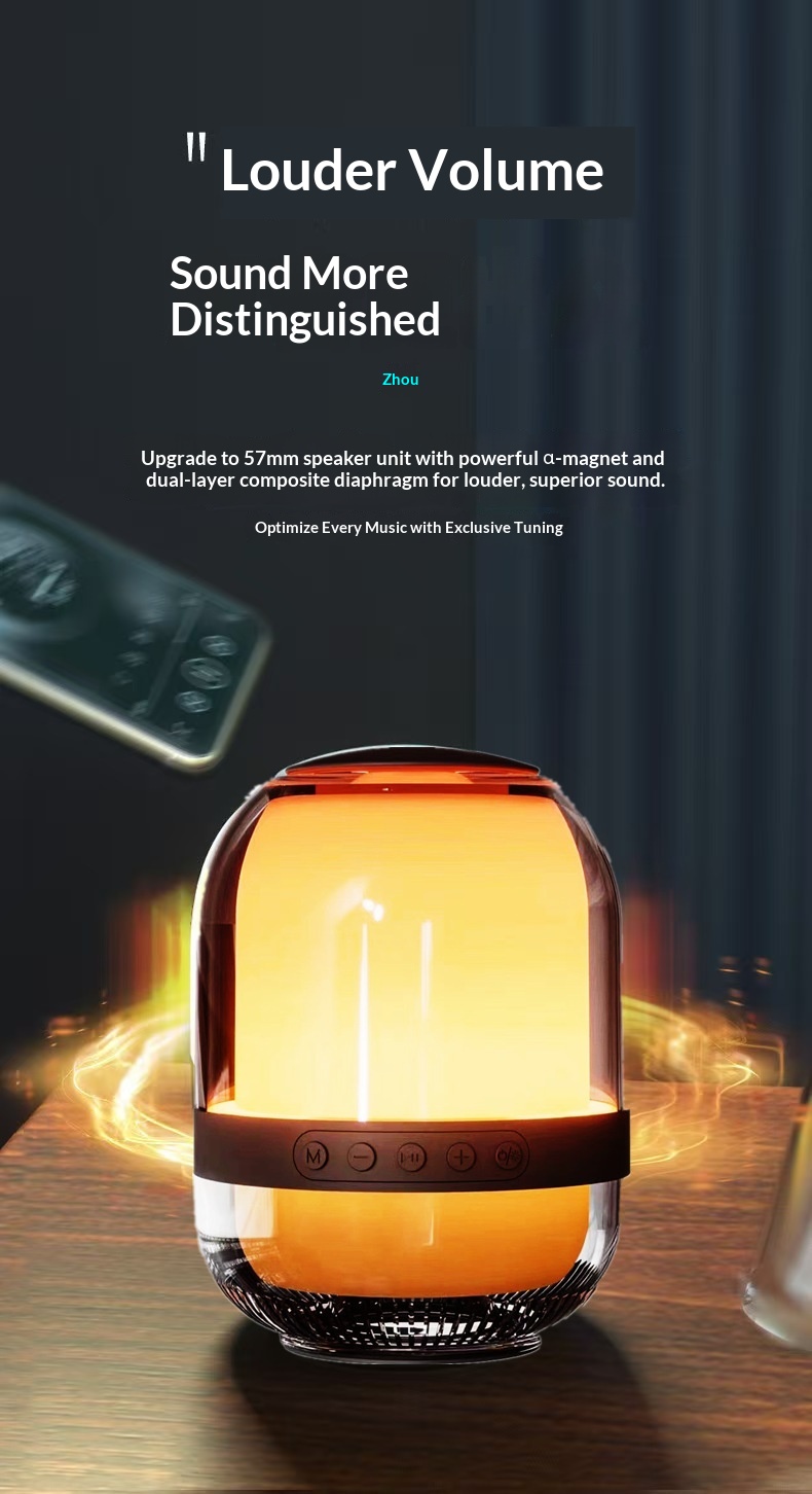 Draadloze, creatieve, transparante, glazen Bluetooth-autoluidspreker met hoog volume, kleurrijk, klein cadeau_voghion.com