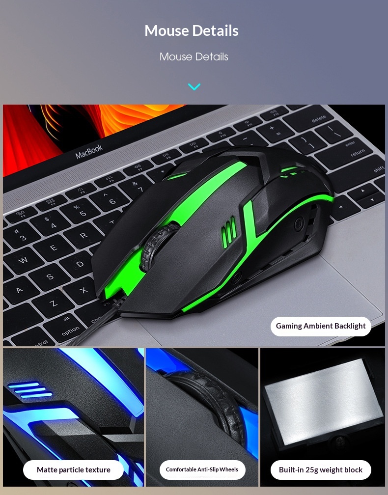 Set tastiera e mouse Thunderwolf TF270 con sensazione meccanica, cablato, silenzioso, per computer, laptop, gaming, e-sport e desktop._voghion.com