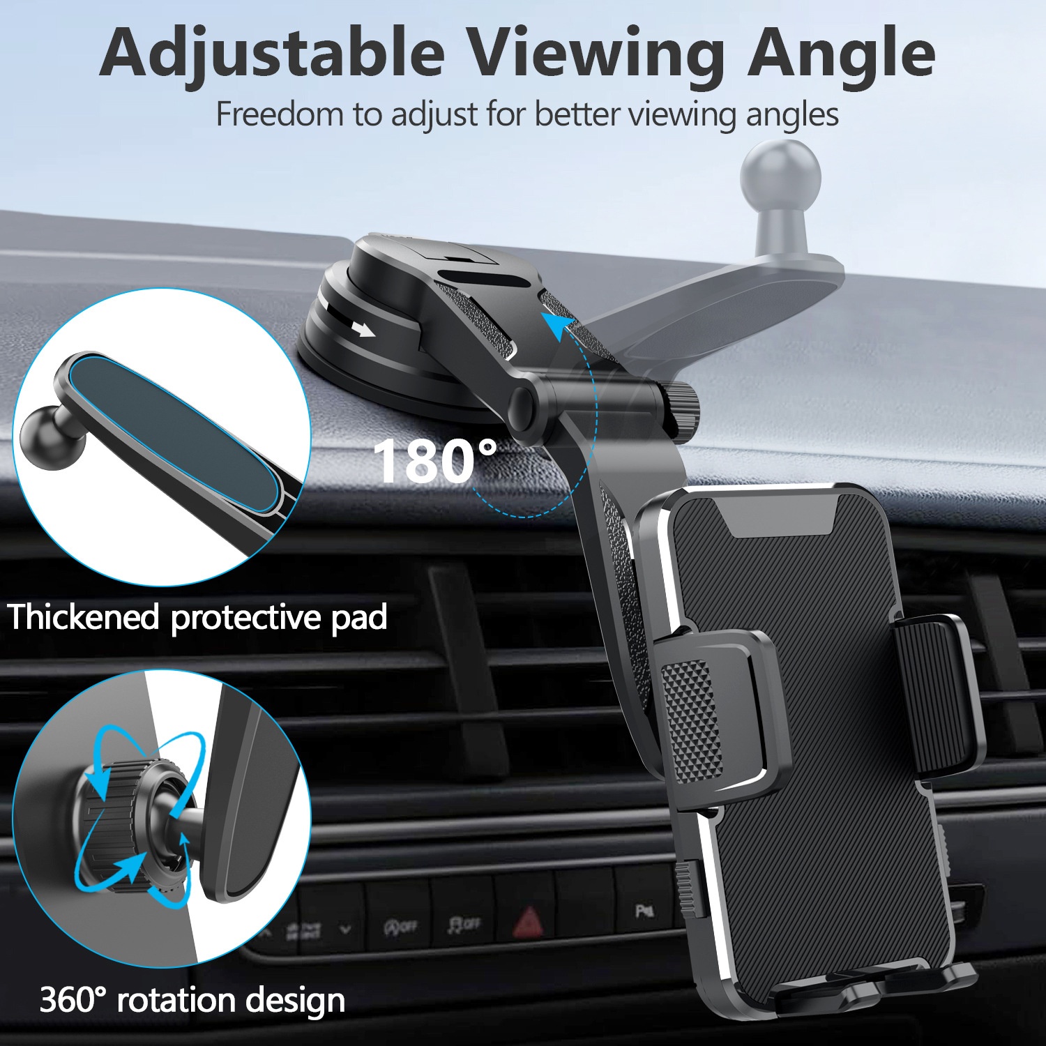 Multifunktionale Autohalterung für Armaturenbrett und Windschutzscheibe, Saugnapfhalterung, ausziehbare Handyhalterung für Navigationssystem_voghion.com