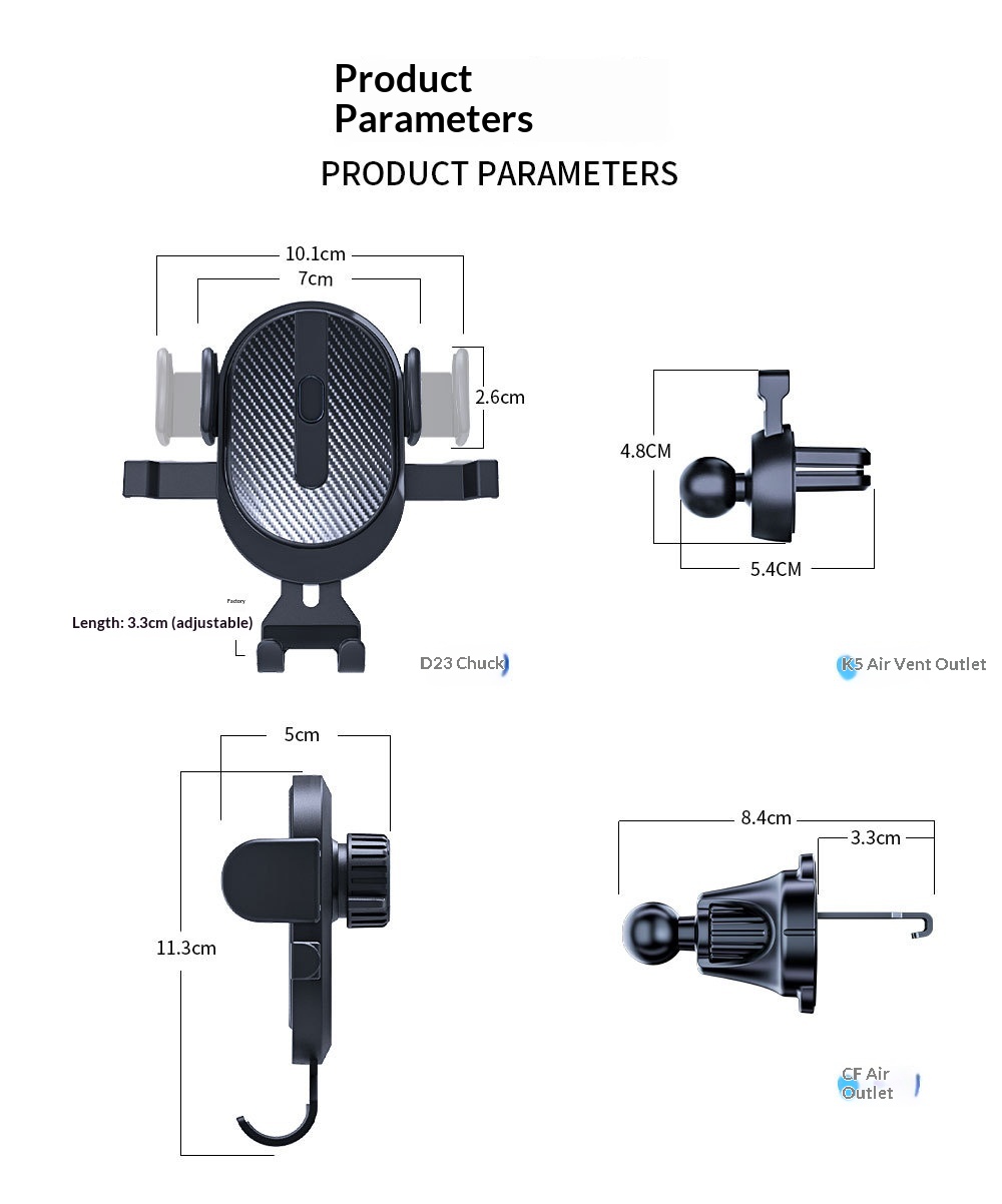 New Automatic Locking Air Vent Phone Holder, Retractable Suction Cup Car Mount_voghion.com
