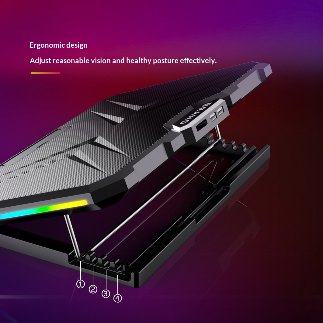 Cross-border RGB Cooler, Portable Computer Base, Large Fan Laptop Cooling Stand_voghion.com