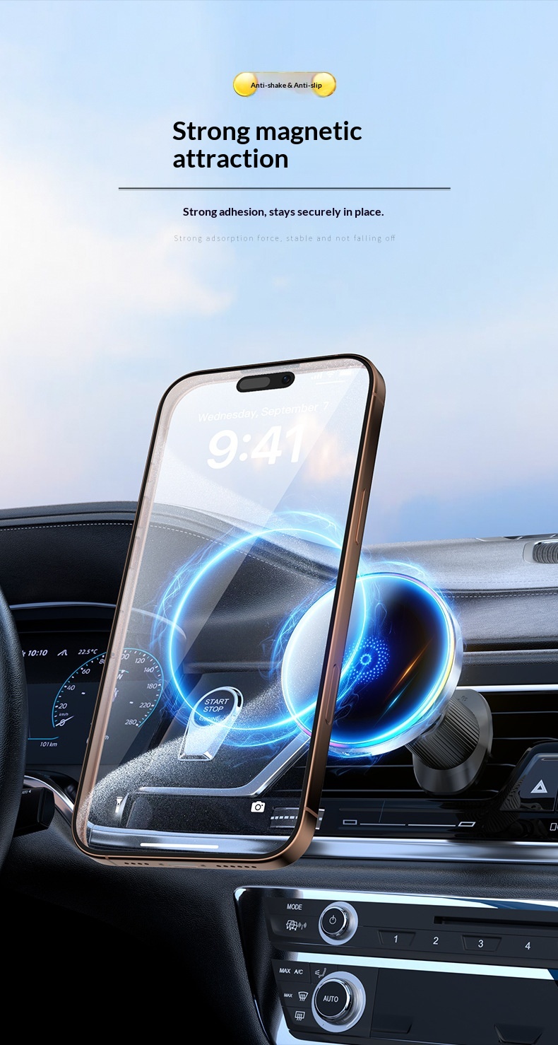 Supporto magnetico per auto con caricabatterie wireless e luce_voghion.com