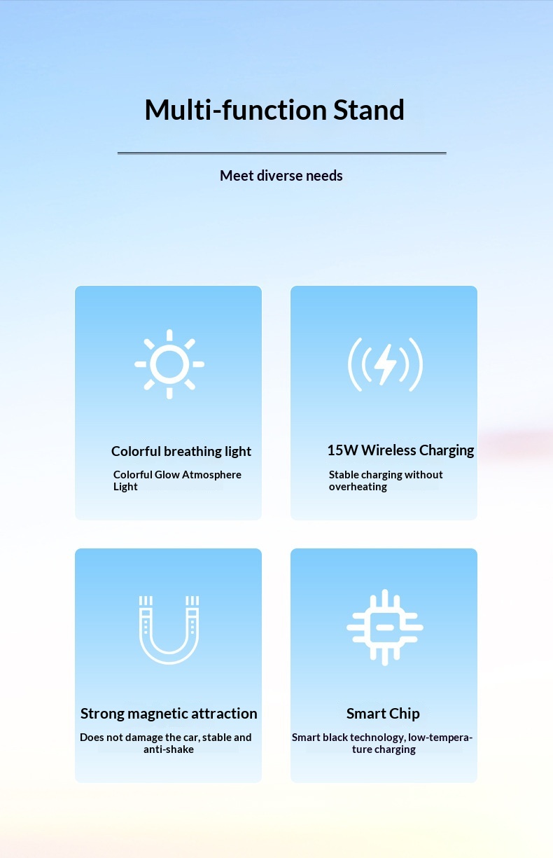 Supporto magnetico per auto con caricabatterie wireless e luce_voghion.com