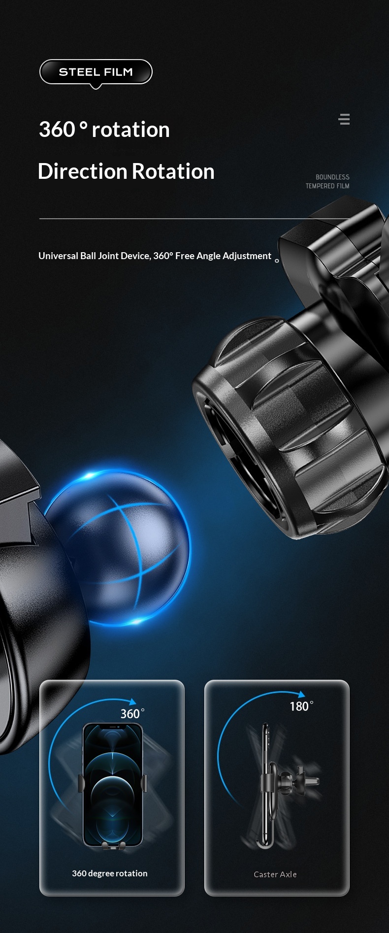 Supporto per telefono Pisen da auto con sensore di gravità, fissaggio fisso universale per bocchetta dell'aria_voghion.com