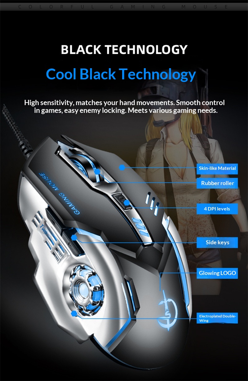 Juggernaut Clan Kleurrijke Gloeiende Bedrade Computer Peace Elite LOL PUBG Game Competitieve USB-muis_voghion.com