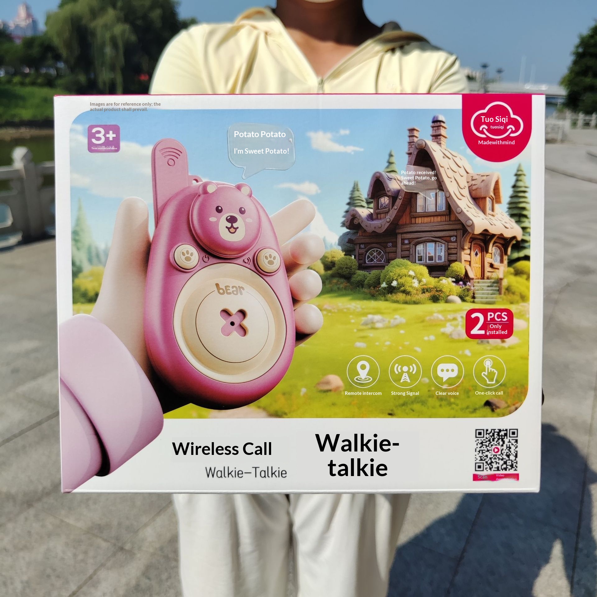 Pink Bear Wireless Walkie-Talkie Outdoor Remote Communication Parent-Child Pager Gift Box Boys Girls Children's Toys_voghion.com