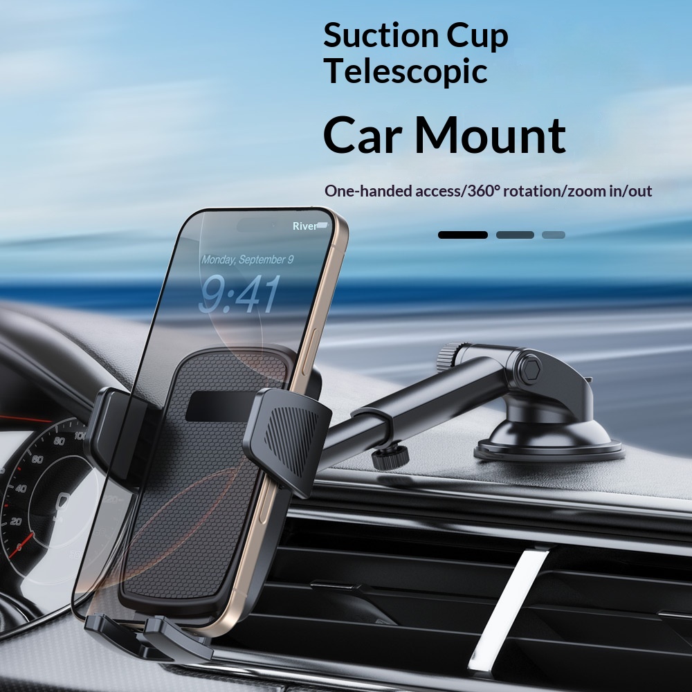 Supporto per telefono auto con ventosa adesiva per cruscotto e parabrezza, supporto universale girevole e personalizzabile._voghion.com