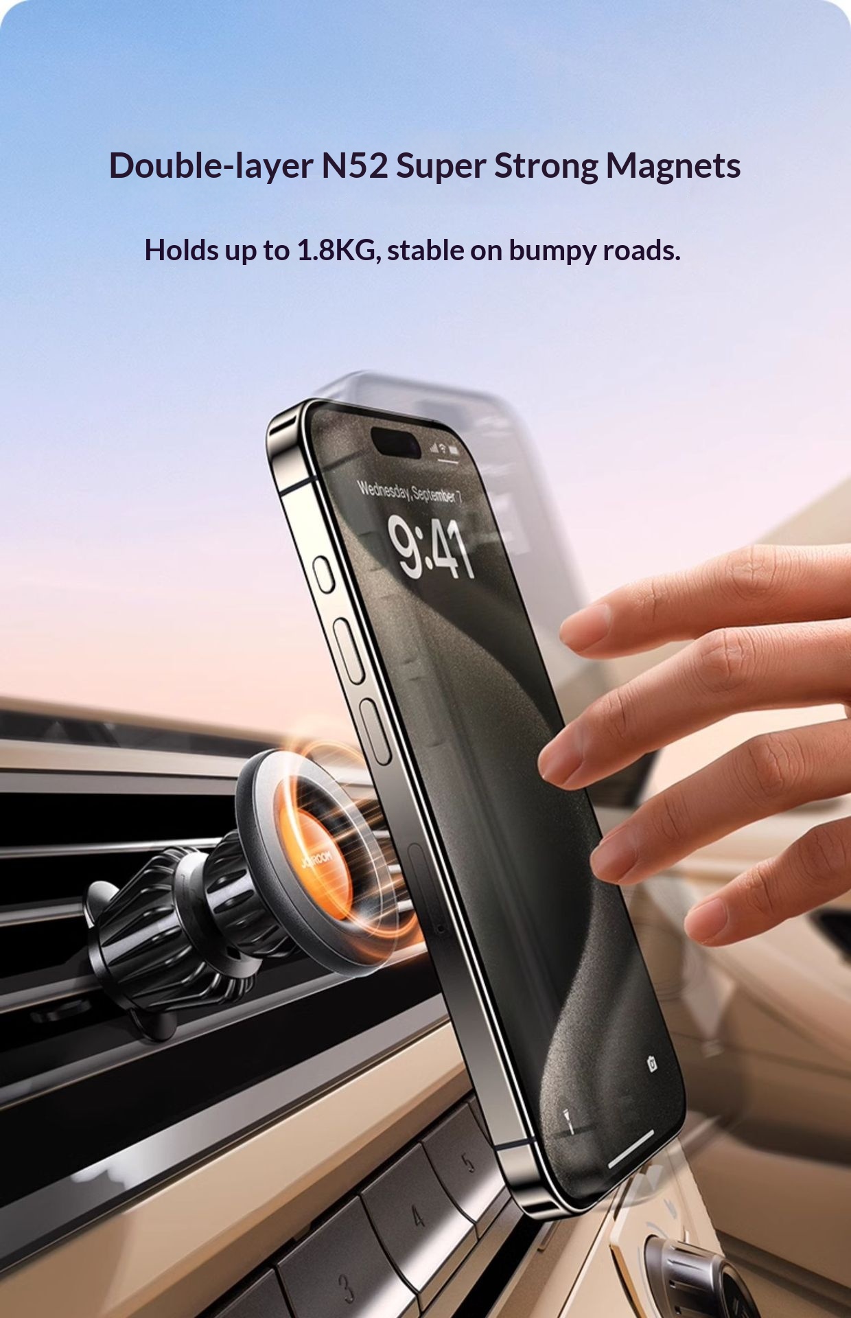 Support magnétique pour téléphone Joyroom pour grille d'aération, support de navigation pour voiture, fixation_voghion.com