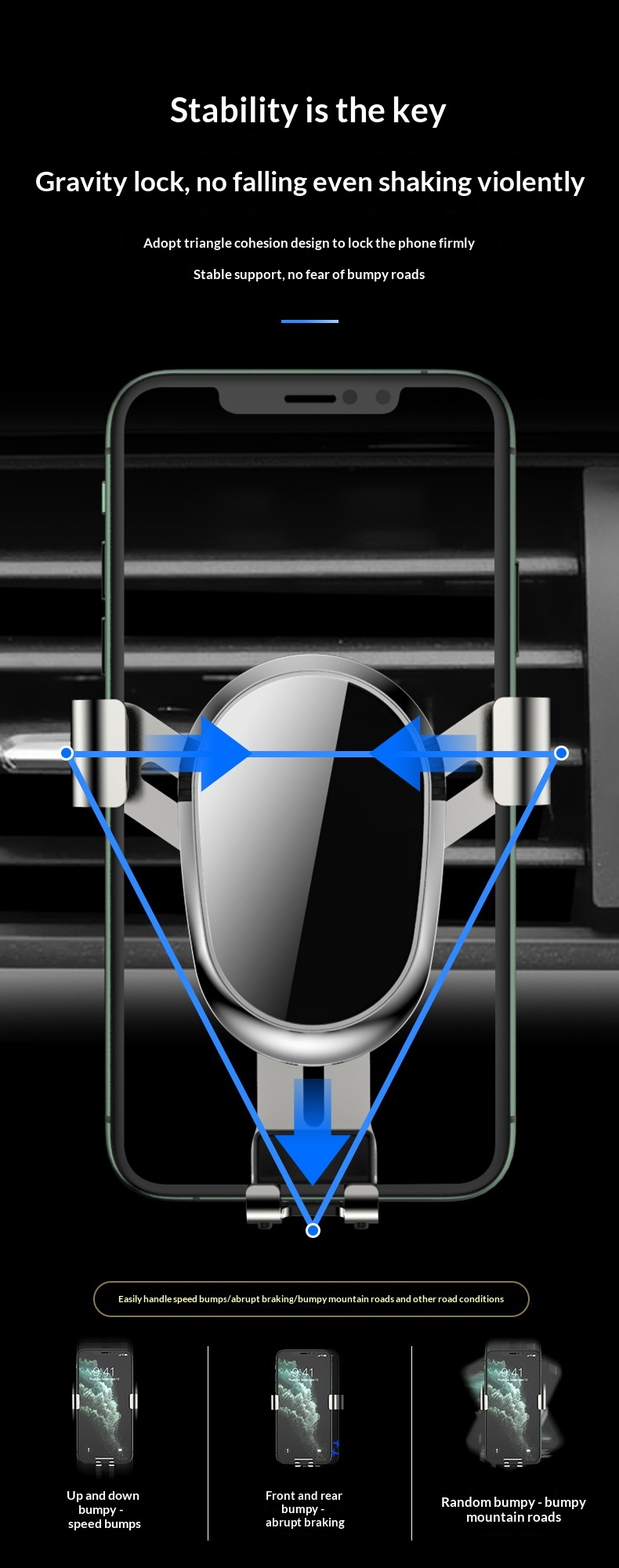 Suction Cup Air Vent Multi-Function Phone Gravity Car Navigation Holder_voghion.com